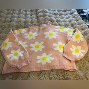 Pretty soft flower cropped sweater L